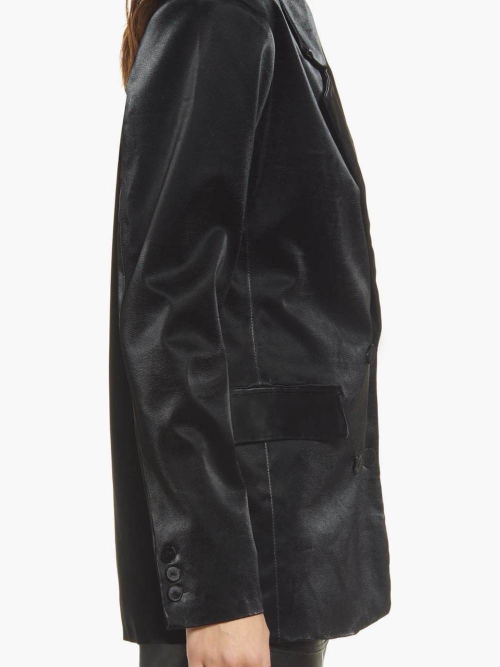 Blank NYC Black Double-Breasted Leather Blazer - Picture 7 of 9